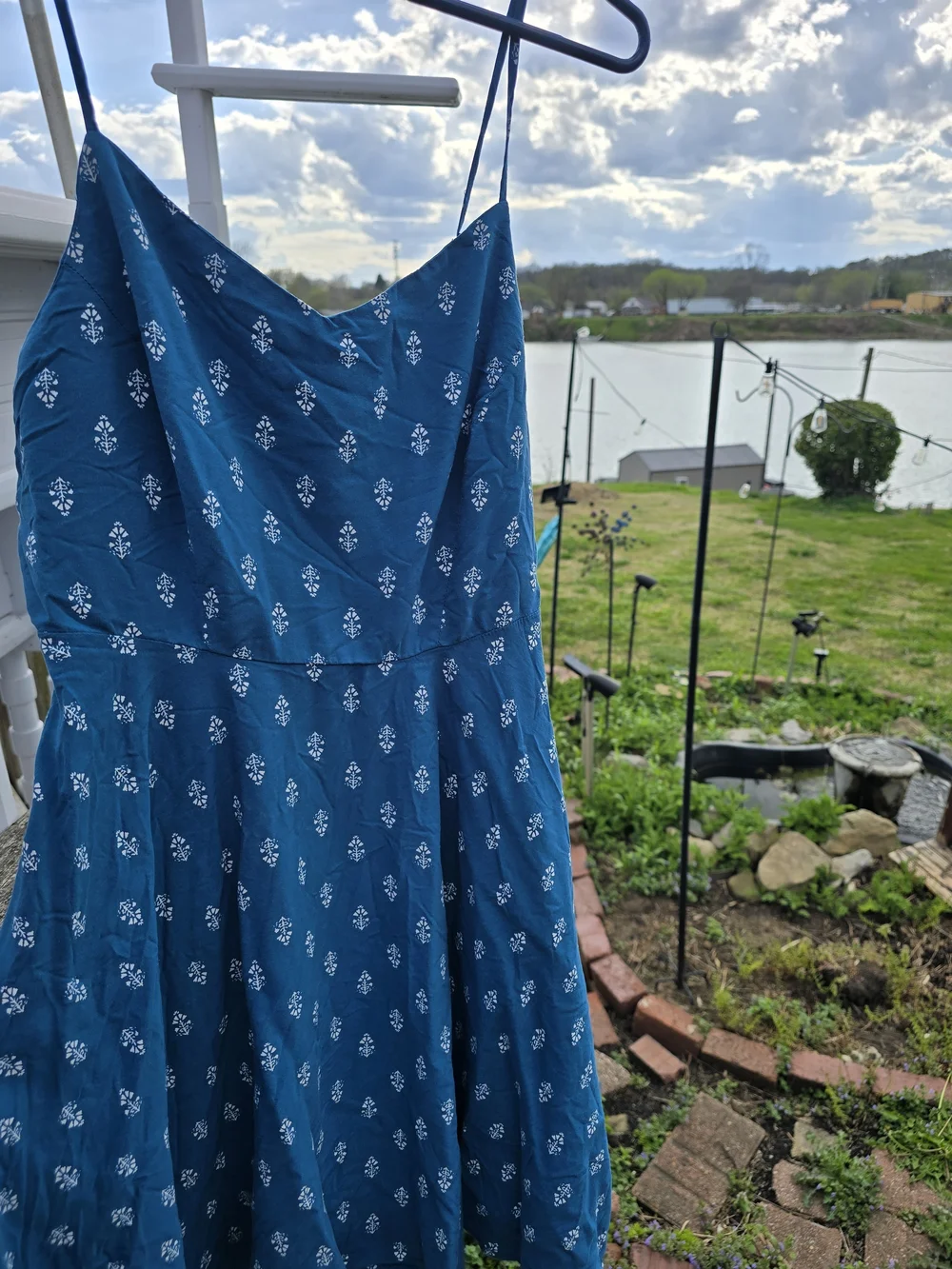 Old Navy Teal With White Pattern Sun Dress - Picture 2 of 8